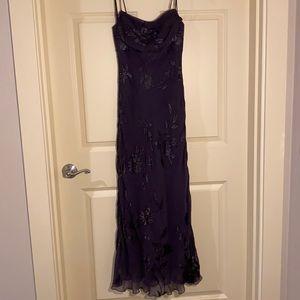 Betsy & Adam Purple Dress with Shoulder Covers